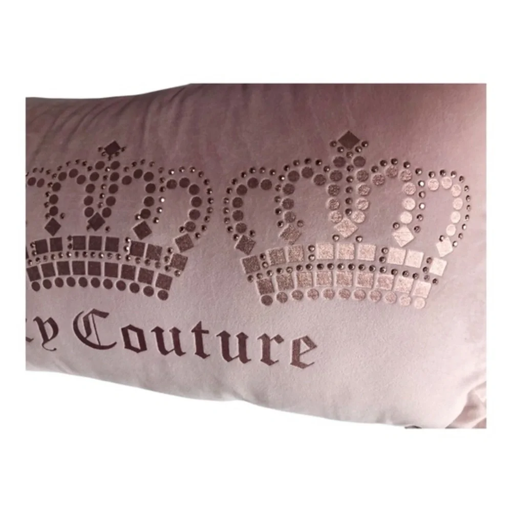 Juicy Couture soft pink & pink metallic 3 crown studded rectangle‎ decor pillow